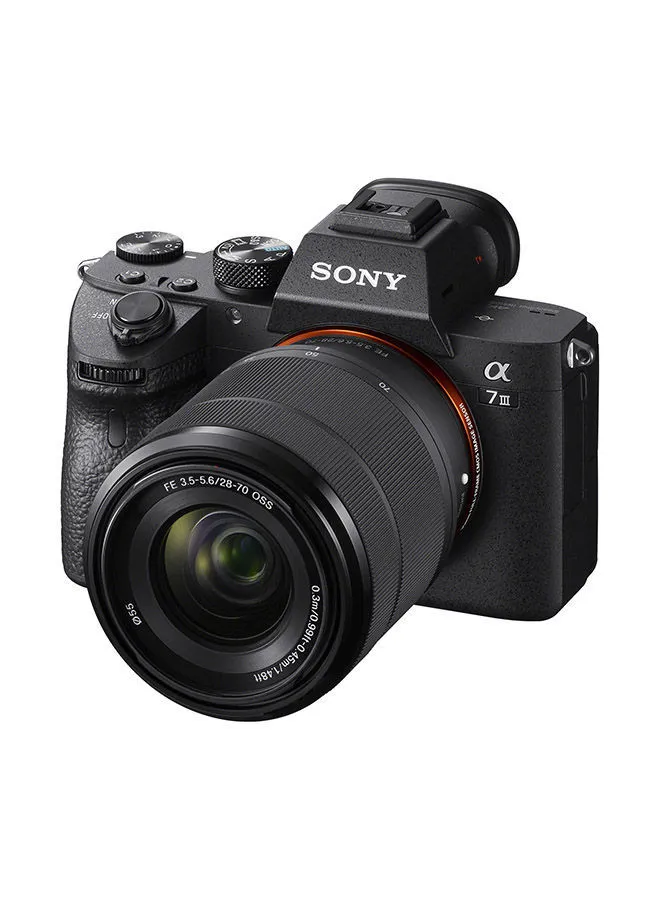 كاميرا سوني ألفا a7 III بدون مرآة مع عدسة FE 28-70mm f / 3.5-5.6 OSS 24.2 ميجابكسل مع شاشة لمس قابلة للإمالة وواي فاي مدمج وبلوتوث