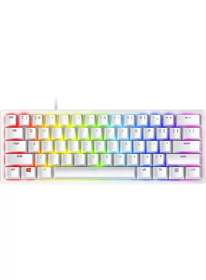 RAZER Razer Huntsman Mini  60% Gaming Keyboard, Linear Optical Switches (Red), Chroma Rgb Lighting, Pbt Keycaps, Onboard Memory - Mercury White