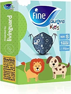 Fine guard kids face mask, reusable face mask with livinguard technology, blue limited edition, size small