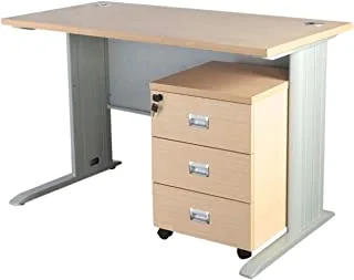 Mahmayi Stazion 1260 Modern Office Desk with Mobile Drawers - Stylish Metal Legs for Office Executives, Home Use, and Office Workstations - Versatile Office Furniture (120cm, Oak)