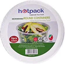 Hotpack Microwavable Container W/Lid Round 250ml 5Pcs