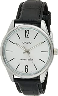 Casio Men's White Dial Leather Band Watch - MTPV005L-7B