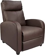 Mahmayi Single Recliner Chair Padded Seat Pu Leather Living Room Sofa Recliner Modern Recliner Seat Club Chair Home Theater Seating (Brown)