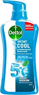 Dettol Cool Shower Gel & Body Wash For Effective Germ Protection & Personal Hygiene (Protects Against 100 Illness Causing Germs),Menthol & Eucalyptus Fragrance, 500Ml
