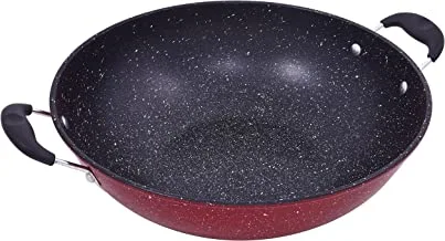 BISTER 24-187 NON-STICK WOK PAN GRANITETWO SIDE HANDLE SIZE: 32cm Black & Red