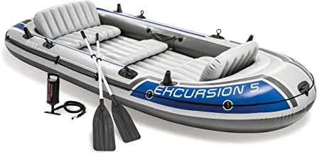 Intex Excursion Inflatable Boat Set with Aluminium Oars and Pump (4 Person or 5 Person Model)