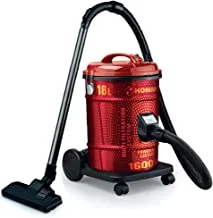 Hommer Vacuum Cleaner 18 Liter, 1600 Watts - Hsa211-07, Red, min 2 yrs warranty