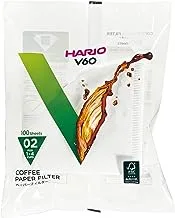 فلاتر القهوة الورقية Hario V60 ، مقاس 02 ، 100 قطعة ، أبيض