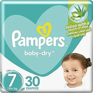 Pampers Aloe Vera, Size 7, Extra Large, 15+kg, Mega Pack, 30 Taped Diapers