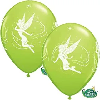 Qualatex Tinker Bell Round Printed Latex Balloons 6-Pieces, 12-inch Size, Lime Green