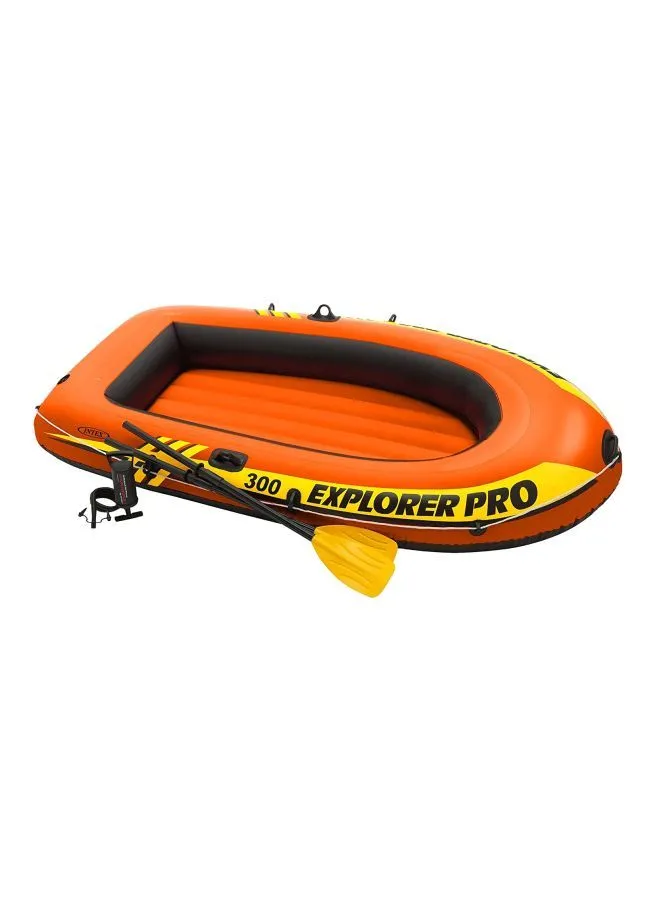 INTEX Explorer Pro Inflatable Boat, Boat + Paddles + Pump, Three Person Black, Explorer Pro 300 Boat Set Ages 6+ 244x117x36cm