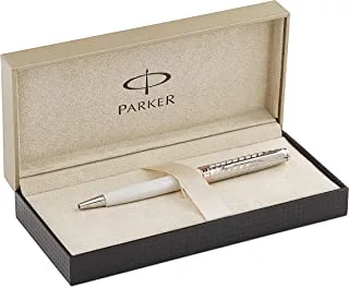 باركر Sonnet Premium Metal & Pearl with Chrome Trim | قلم حبر جاف | عبوة سوداء فاخرة | صندوق هدايا | 5820 ، S0947340