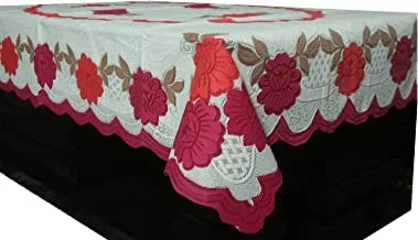 Kuber Industries Flower Design Cotton Centre Table Cover - Pink