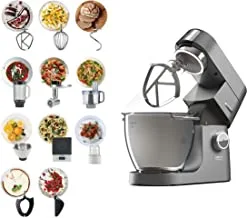 KenwoodStand Mixer Kitchen Machine Metal Body CHEF XL TITANIUM 1700W with 6.7L SS Bowl, 5 Tools, Glass Blender, Meat Grinder, Food Processor, Citrus Juicer, Multi Mill, Weighing Scale KVL8472S Silver,