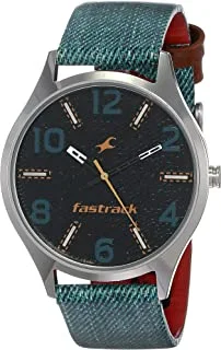 Fastrack Black Dial Blue Leather Strap Watch, 3184Sl02 / 3184Sl02