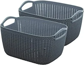Kuber Industries Unbreakable Plastic 2 Pieces Multipurpose Large Size Flexible Storage Baskets/Fruit Vegetable Bathroom Stationary Home Basket With Handles (Grey)