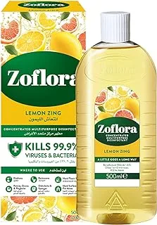Zoflora, multipurpose concentrated disinfectant, lemon zing, 500ml