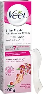 Veet Silky Fresh Hair Removal Cream Body & Legs for Normal Skin, Soothing Aloe Vera & Violet Blossom Fragrance – 100g