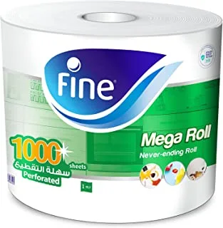 Fine Sterilized Kitchen Towel Mega Roll, 1000 Sheets - Pack of 1 Big kitchen tissue roll, Highly absorbent and sterilized paper towel