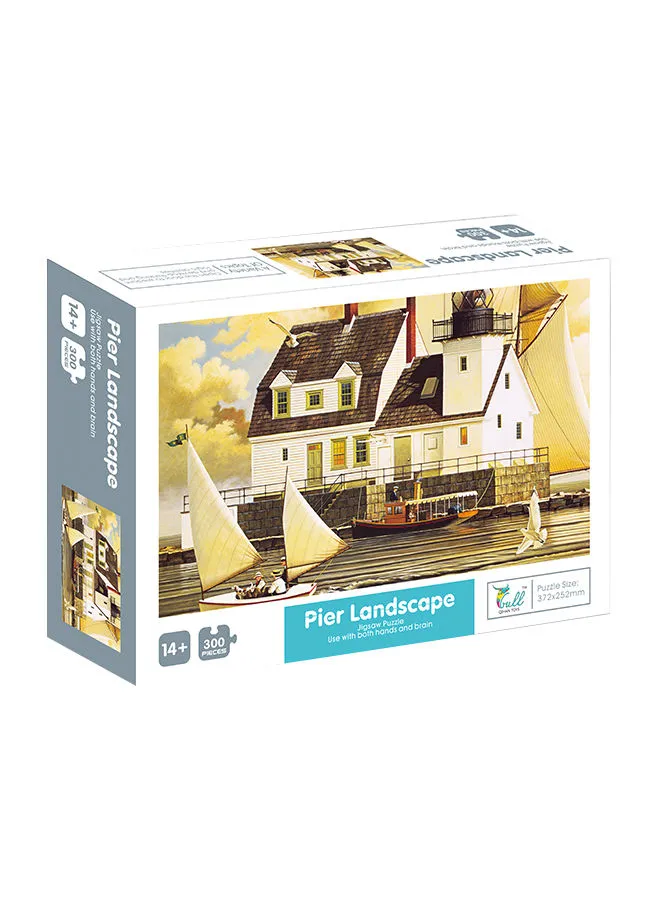 QIHAN 300-Piece Pier Landscape Jigsaw Fun Puzzle Stress Relief Education Toy Set 372x252mm