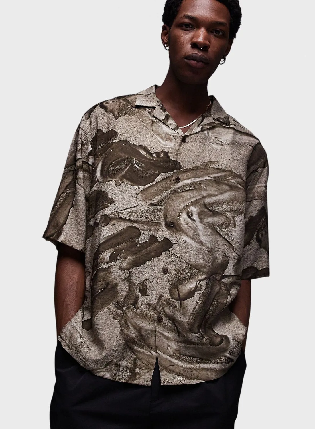 TOPMAN Printed Button Down Shirts