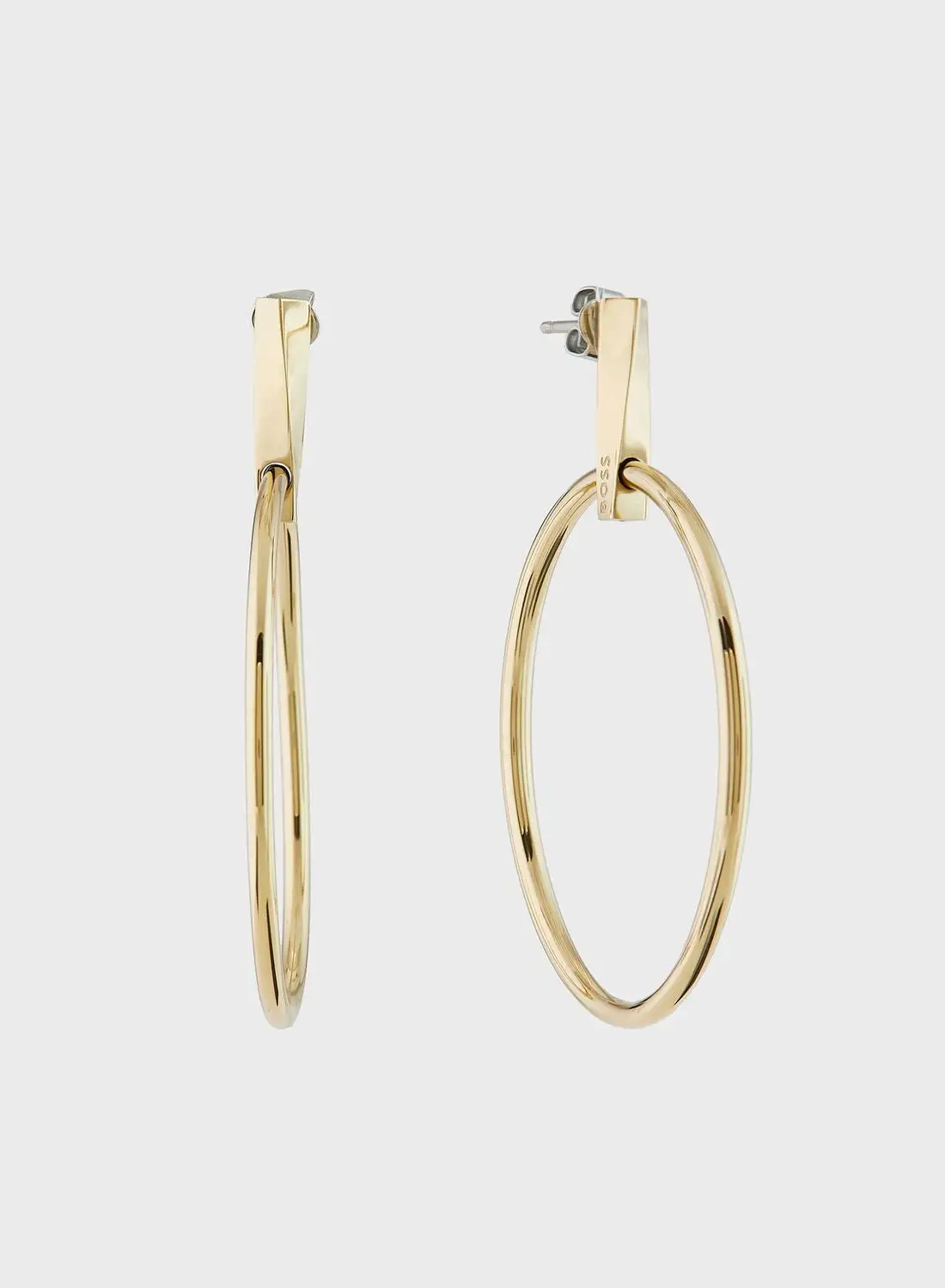 BOSS Stainless Steel & Ionic Plated Thin Gold 1 Drop Earrings