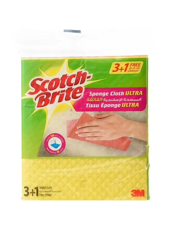 Scotch Brite Scotch Brite Sponge Cloth Ultra, Pack Of 3+1 Free Multicolour
