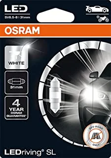 Osram Ledriving® Sl ، ≜ C5W (31 ملم) ، أبيض 6000 كيلو ، مصباح إشارة ليد ، للطرق الوعرة فقط ، بدون إيس ، نفطة واحدة (1 مصباح)