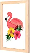 LOWHA flamingo with roses Wall Art with Pan Wood framed Ready to hang for home, bed room, office living room Home decor hand made wooden color 23 x 33cm By LOWHA