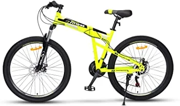 Fitness Minutes Folding Foldable Bicycle Mountain Bike, Spoke Tire 26 Inch Yellow, F3-26-S-Yl