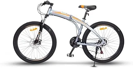 Fitness Minutes Folding Foldable Bicycle Mountain Bike, Spoke Tire 26 Inch Grey, F2-26-S-Gr