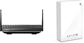 Linksys Mr9600 Dual-Band Mesh Wifi 6 Router ، تصل إلى 1500 قدم مربع ، مع Linksys Whw0101P ، أبيض