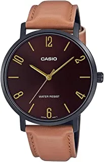 Casio Watch Men'sAnalog Brown Dial Leather Band MTP-VT01BL-5BUDF.