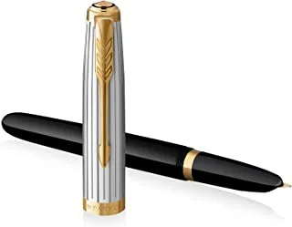 قلم حبر باركر 51 بريميوم بحافة ذهبية ، أسود