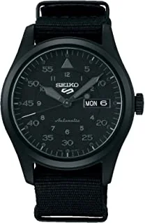 Seiko 5 Sports Field ‘Stealth’ Automatic Black Dial Black Nylon Strap Mens Watch SRPJ11K1, Black, Military, Fashion