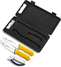 SET OF ARCOS KNIVES AND ACCUSHARP SHARPENER