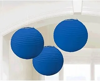 Bright Royal Blue Round Paper Lanterns 9.50in 3pcs