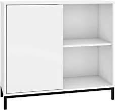 BRV Móveis Cabinet With One Door Push To Open, White and Black Feet, 81 cm x 90 cm x 35.5 cm, BMU 35-198
