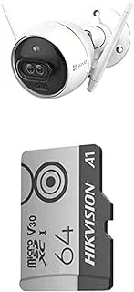 كاميرا مراقبة خارجية EZVIZ C3X ثنائية العدسة Pro Wi-Fi للدفاع النشط صوت ثنائي الاتجاه الكشف عن المركبات البشرية تنبيهات صوتية قابلة للتخصيص + بطاقة Hikvision Micro SD 64G / MicroSDXC ™ / 64GB / TLC / C10، U1