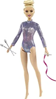 Barbie Rhythmic Gymnast Blonde Doll Leotard & Accessories, Multicolor, (12-in/30.40-cm) - GTN65
