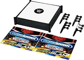 ​WWE Superstar Ring, 14 inches with Spring-Loaded Mat, 4 Event Apron Stickers & Pro-Tension Ropes for WWE Action Figures, Gift for Ages 6 Years Old & Up