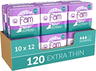 Fam Maxi Sanitary Pad Folded with Wings Normal 10 pads, 12 Packs