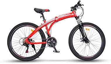 Fitness Minutes Folding Foldable Bicycle Mountain Bike, Spoke Tire 26 Inch Red , F2-26-S-Rd