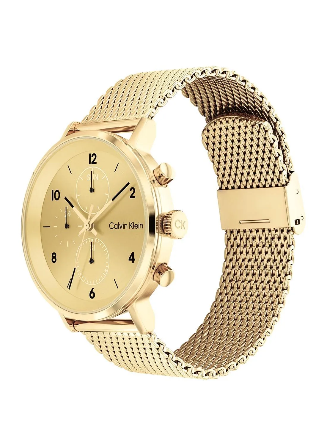 CALVIN KLEIN Analog Round Waterproof  Wrist Watch With Gold Strap 25200109