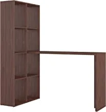 BRV Moveis Computer Desk with Eight Shelf Bookcase, nut-brown, W 69 cm x D 135 cm x H149 cm, BE 38-164
