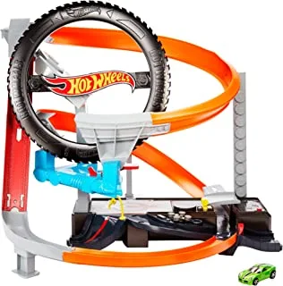 ​Hot Wheels City Hyper Boost Tire Shop Play Set, Kids Ages 5 To 8 Years Old Gjl16