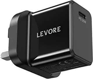 Levore Wall Charger 25W 1XUSB-C Power Delivery Fast Charging Adapter - Black