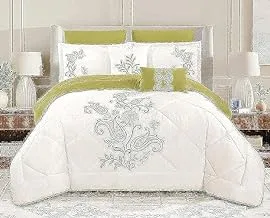 Hours 8-Pieces Embroidered Comforter Set Hours-134A King Size