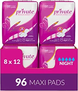 Private Maxi Pocket Sanitary Pads Night 96-Pads, Pink