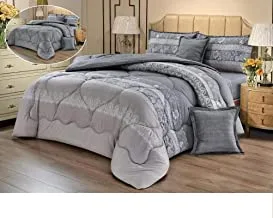 Hours Floral Comforter Set Two Faces 6 Pieces Shereen-07A King Size